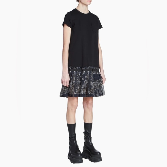 Sacai Bandana Print T-shirt Dress in Red Size 3/ US Large-10 - Picture 1 of 14